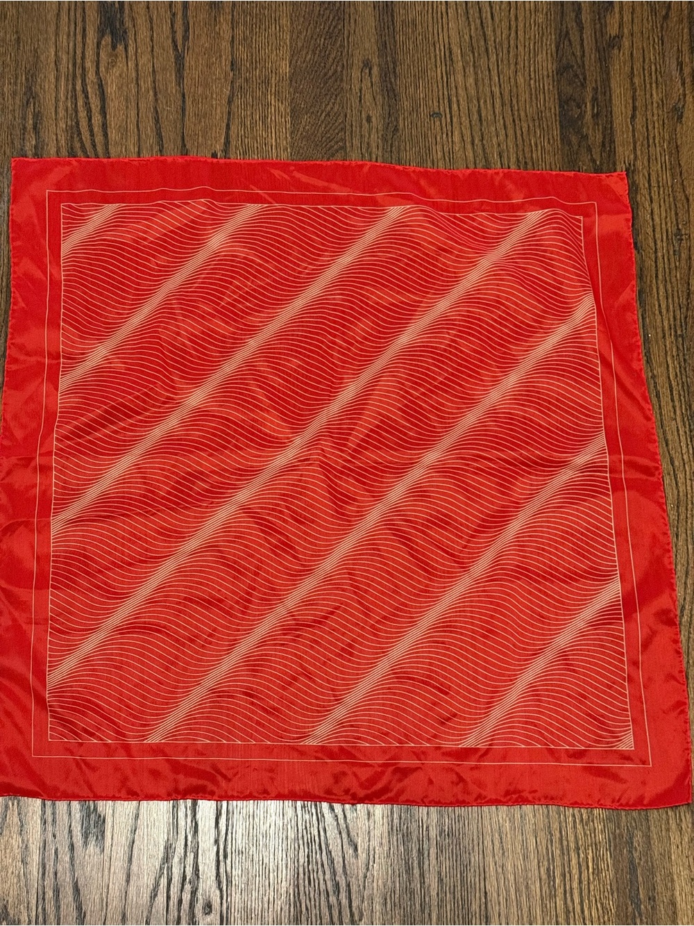 Red Wave Print Square Scarf